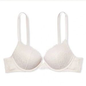 NEW! DREAM ANGELS VICTORIA'S SECRET Push Up Bra 32C Floral Lace White Bride NWT